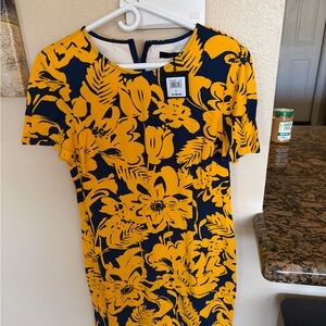 Trina Turk Yellow and Blue Floral Dress